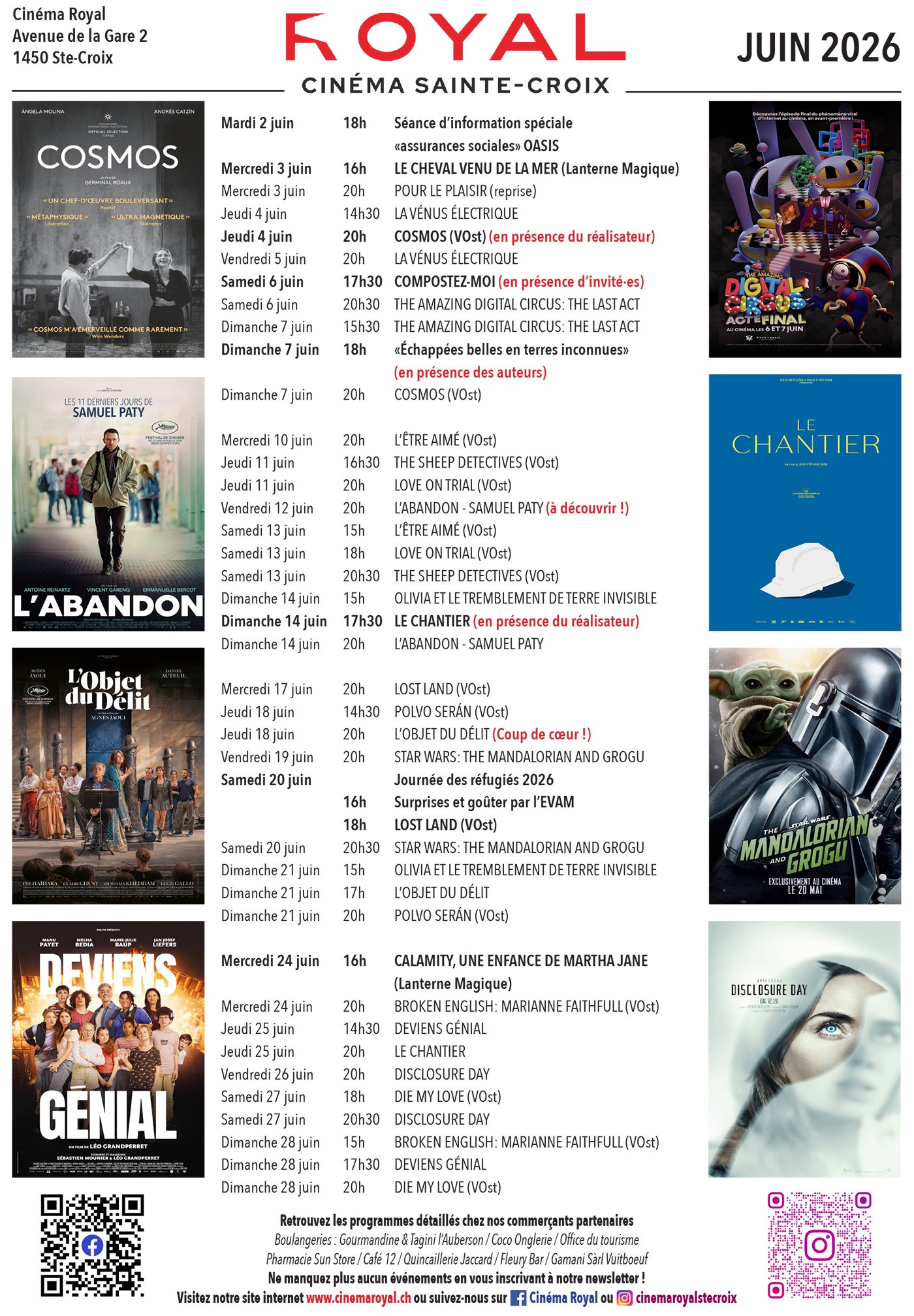 Publicité : CINEMA JUIN 2026